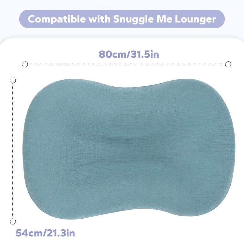 FUNUPUP Muslin Baby Lounger Cover Compatible with Snuggle Me Lounger, Infant Lounger Pillow Cover for Newborn, Removable Newborn Lounger Cover for Boys and Girls, Only Cover, Blue - Image 4